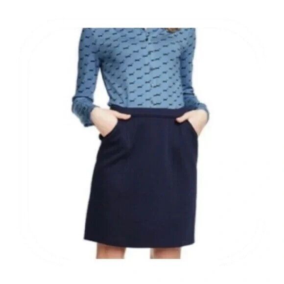 Boden Straight Skirt w Pockets  Women's Size 10 Long  Green Twill 60's Style - Picture 10 of 10